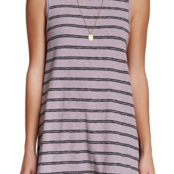 Free People Garden Stripe Purple Tunic Swing Tank Top Size Small - Picture 3 of 15